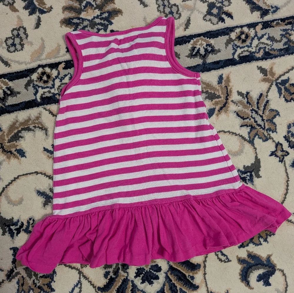 Ralph Lauren Fuchsia & White Striped Ruffle Tank